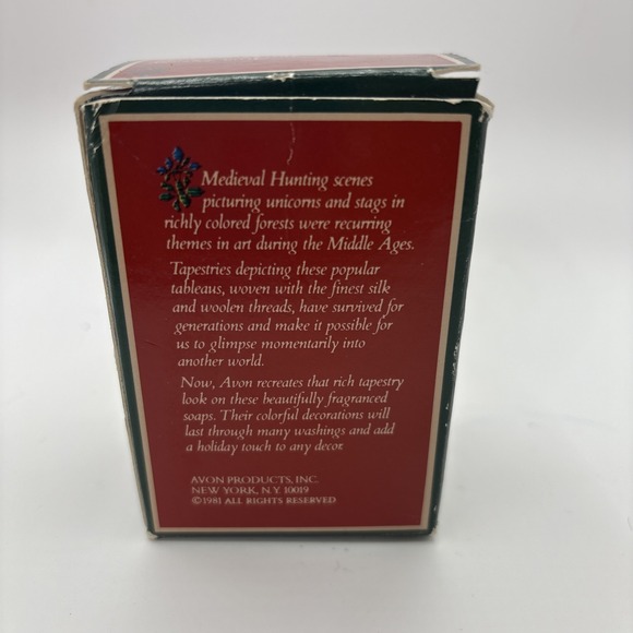 Vtg Avon Tapestry 2‎ Hostess Soaps w/festive Fragrance Unicorn 6oz NEW - Picture 5 of 7